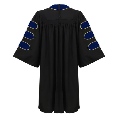 Newrara Deluxe Doctoral Graduation Gown with Velvet and Gold Piping