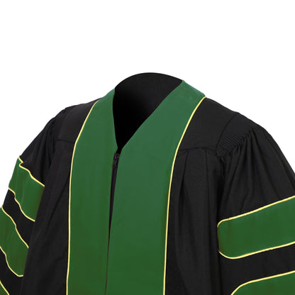 Newrara Deluxe Doctoral Graduation Gown with Velvet and Gold Piping