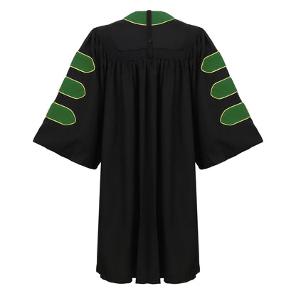 Newrara Deluxe Doctoral Graduation Gown with Velvet and Gold Piping