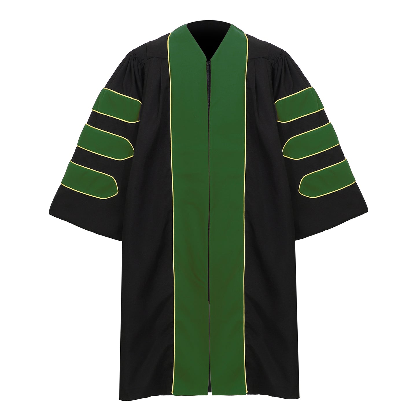 Newrara Deluxe Doctoral Graduation Gown with Velvet and Gold Piping