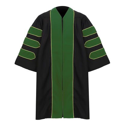 Newrara Deluxe Doctoral Graduation Gown with Velvet and Gold Piping
