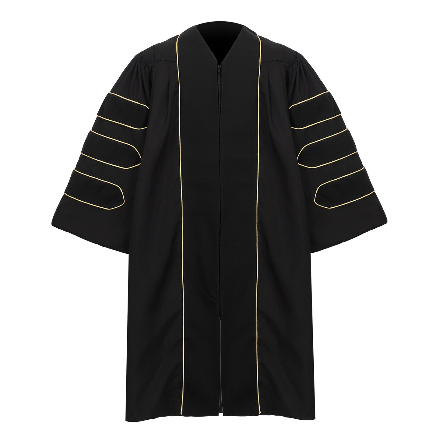 Newrara Deluxe Doctoral Graduation Gown with Velvet and Gold Piping