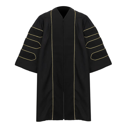 Newrara Deluxe Doctoral Graduation Gown with Velvet and Gold Piping