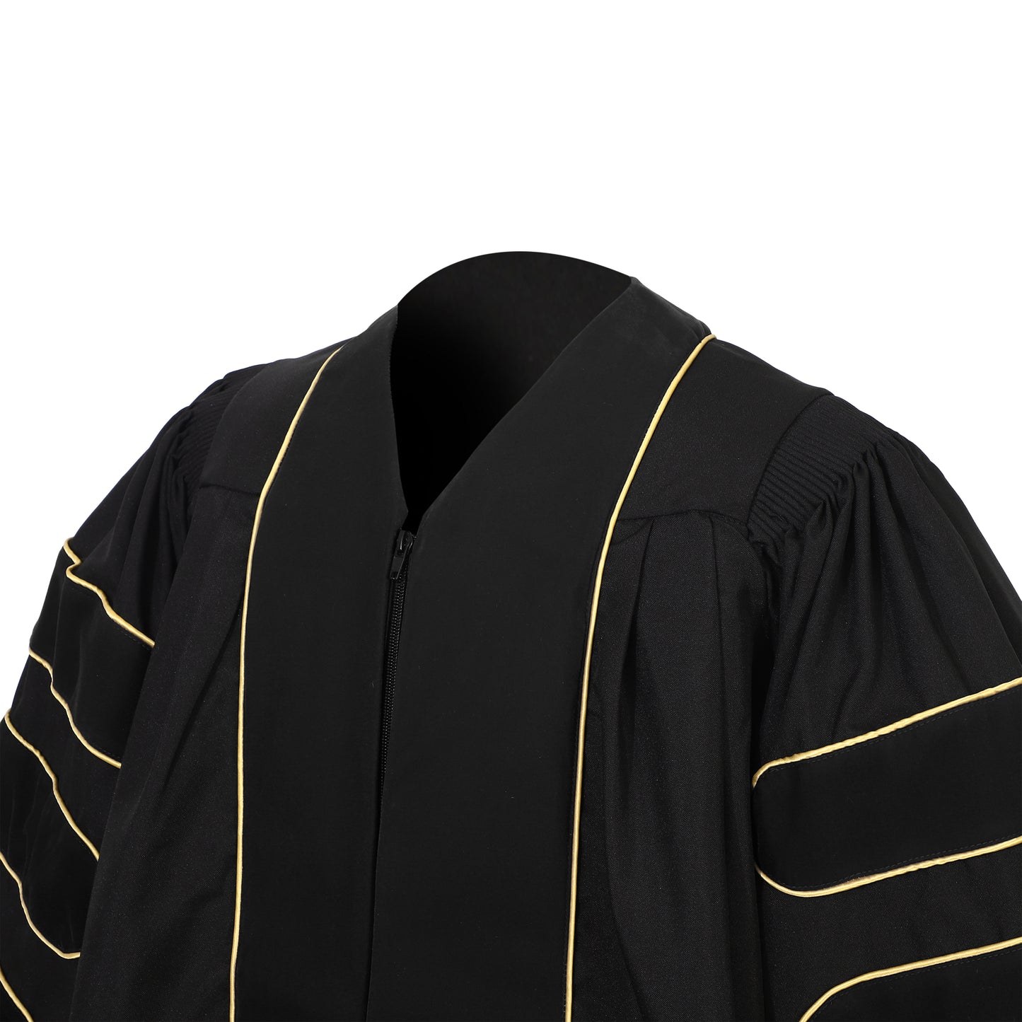 Newrara Deluxe Doctoral Graduation Gown with Velvet and Gold Piping