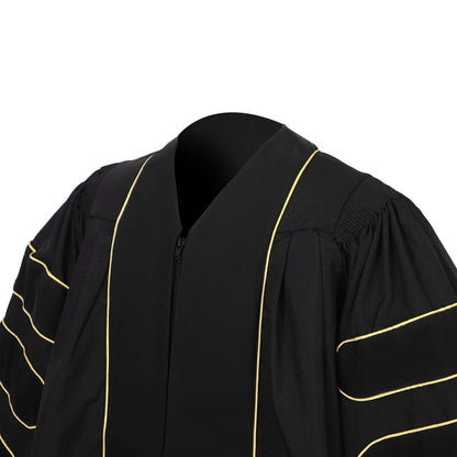 Newrara Deluxe Doctoral Graduation Gown with Velvet and Gold Piping