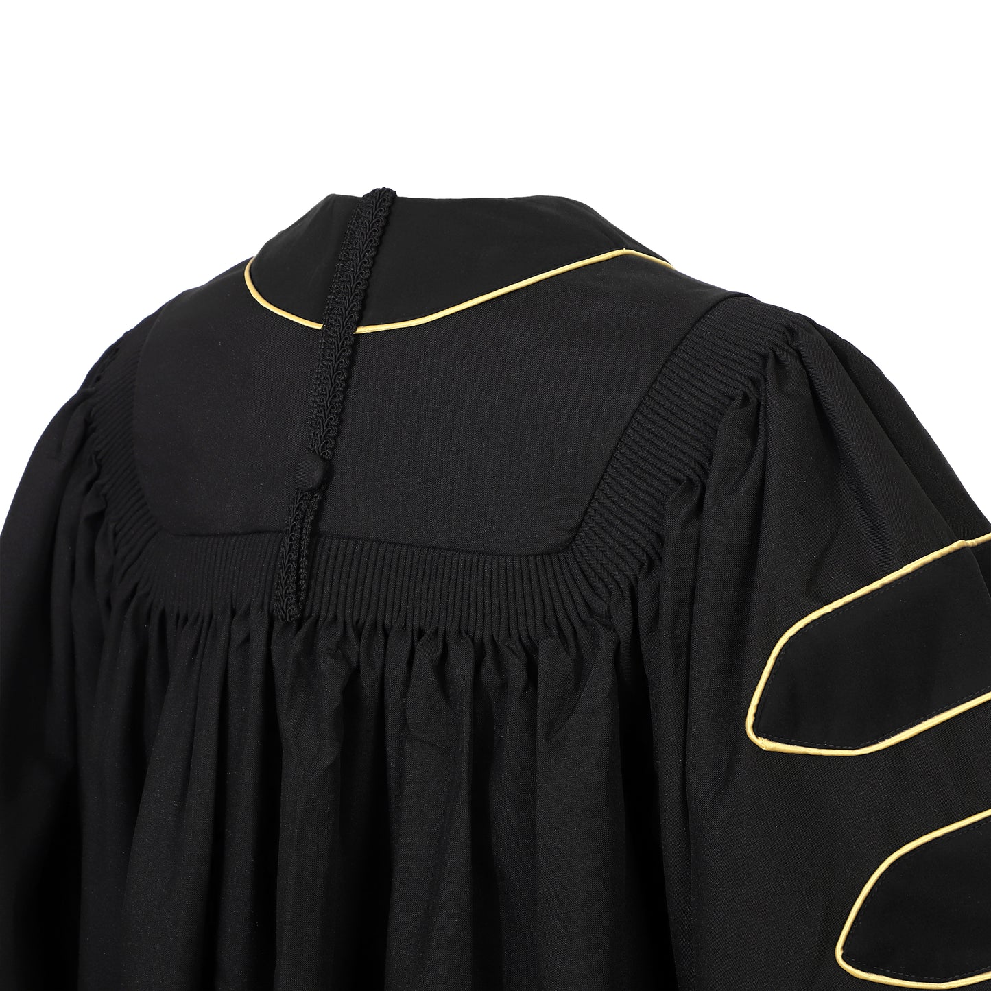 Newrara Deluxe Doctoral Graduation Gown with Velvet and Gold Piping