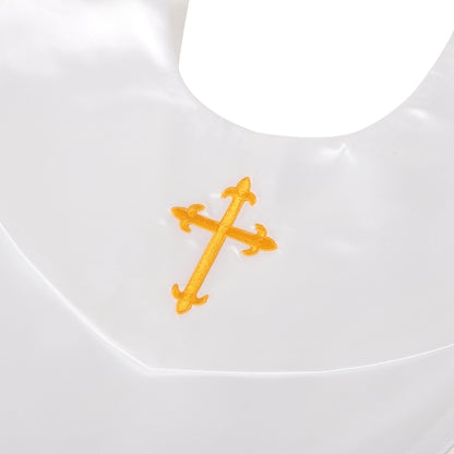 Gold stitched cross embroidery detail on church stole