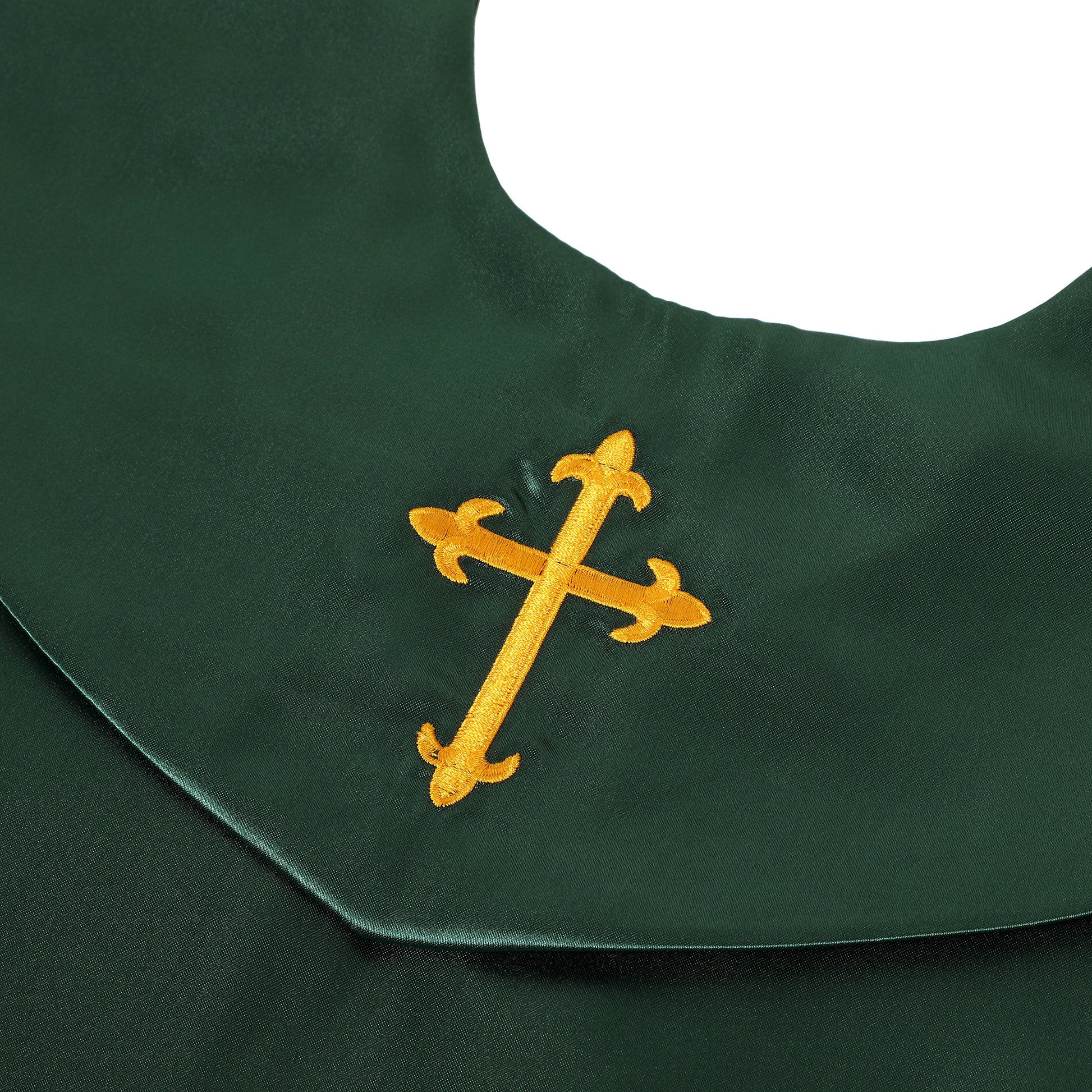 extured satin fabric with cross embroidery