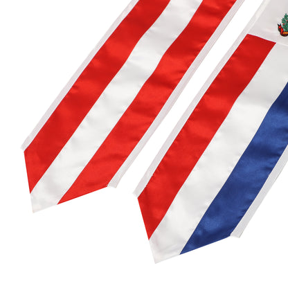 Newrara Unisex National Flag Graduation Stole Embroidery Sash 72''