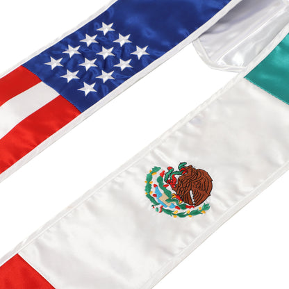 Newrara Unisex National Flag Graduation Stole Embroidery Sash 72''
