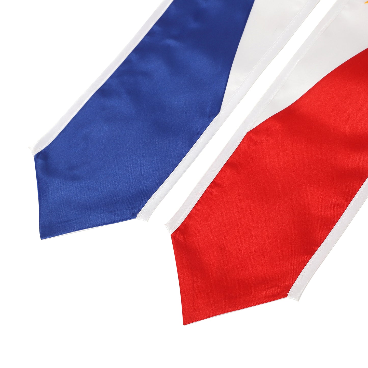 Newrara Unisex National Flag Graduation Stole Embroidery Sash 72''