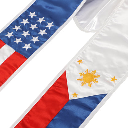 Newrara Unisex National Flag Graduation Stole Embroidery Sash 72''