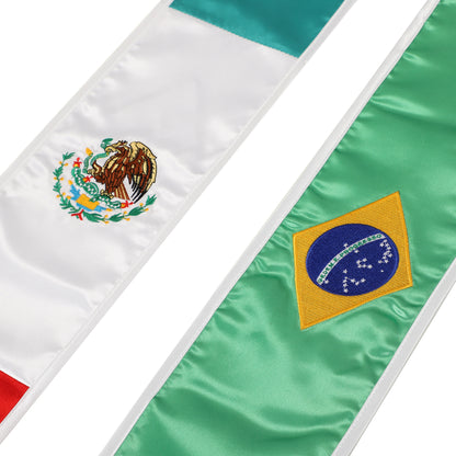 Newrara Unisex National Flag Graduation Stole Embroidery Sash 72''