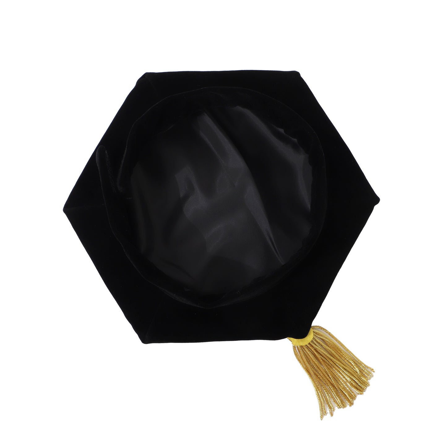 Newrara Deluxe Doctoral 6-Sided Graduation Tam with Gold Tassel