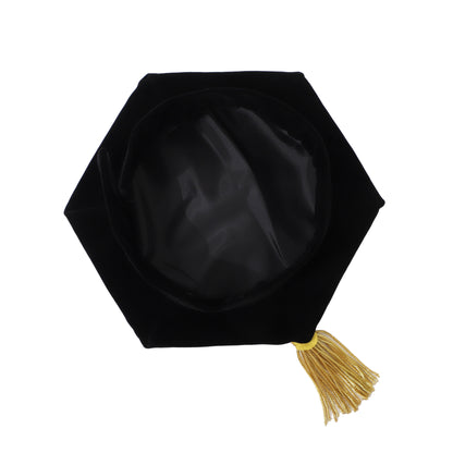 Newrara Deluxe Doctoral 6-Sided Graduation Tam with Gold Tassel