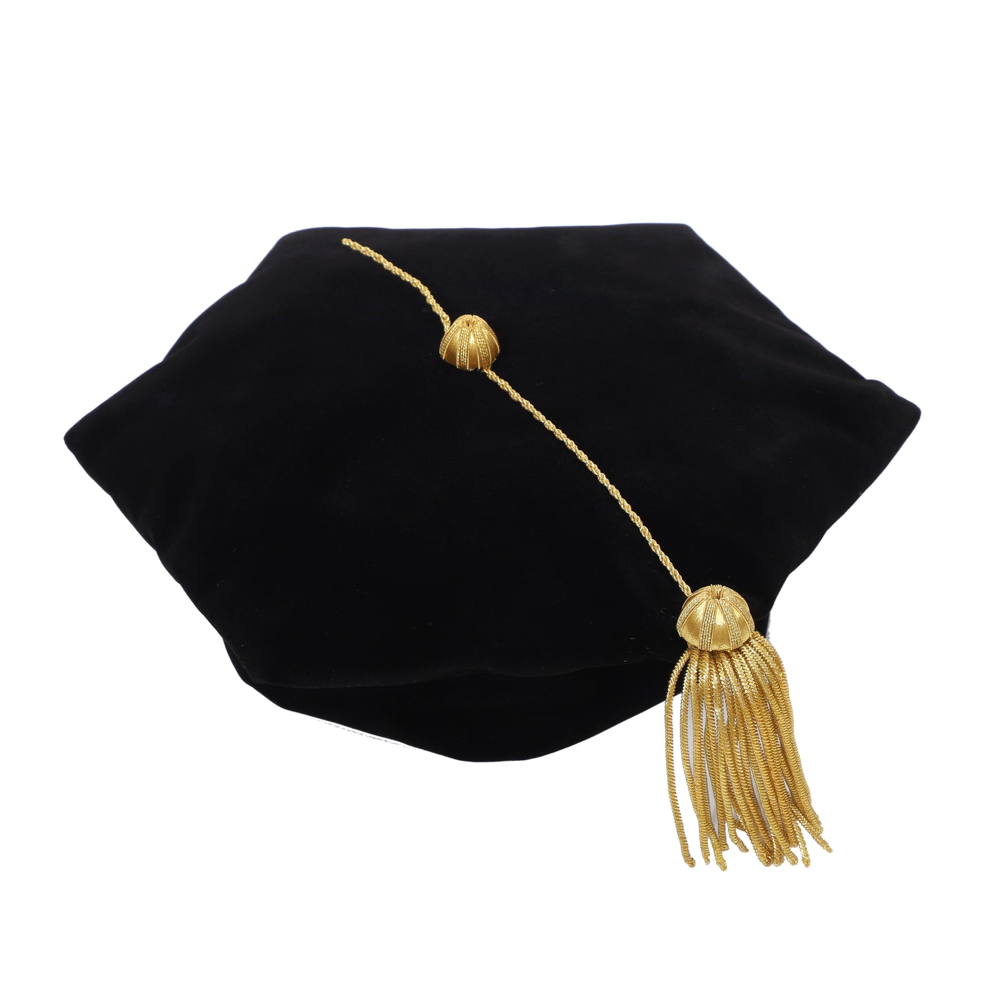 Newrara Deluxe Doctoral 6-Sided Graduation Tam with Gold Tassel