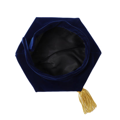 Newrara Deluxe Doctoral 6-Sided Graduation Tam with Gold Tassel