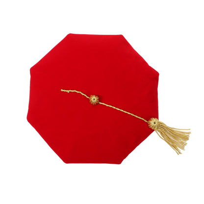 Newrara Deluxe Doctoral 8-Sided Tam Velvet Graduation Cap with Gold Tassel