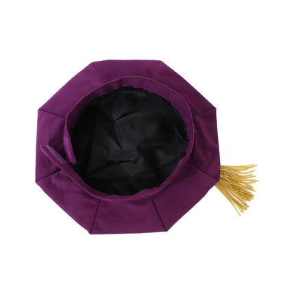 Newrara Deluxe Doctoral 8-Sided Tam Velvet Graduation Cap with Gold Tassel