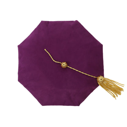 Newrara Deluxe Doctoral 8-Sided Tam Velvet Graduation Cap with Gold Tassel
