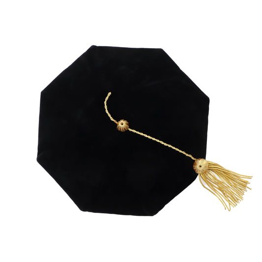 Newrara Deluxe Doctoral 8-Sided Tam Velvet Graduation Cap with Gold Tassel