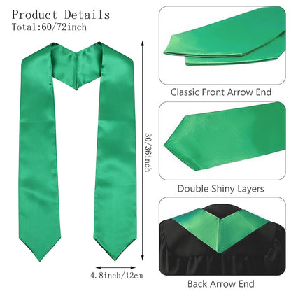 Newrara 6-pieces Unisex Adults Plain Graduation Stoles 60''/72''
