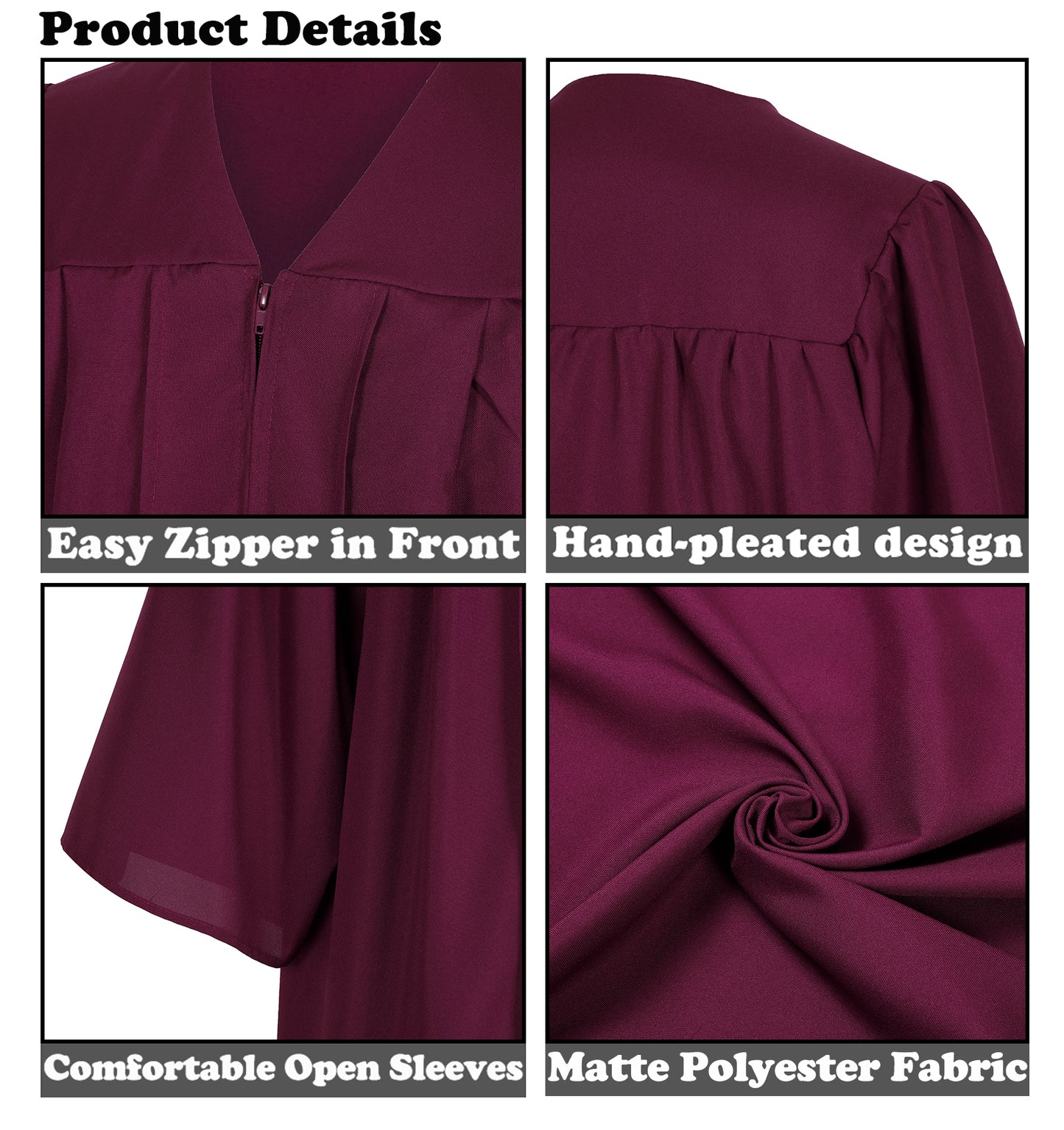 Newrara Matte Adult/Teen Unisex Graduation Gown and Cap set with Tassel