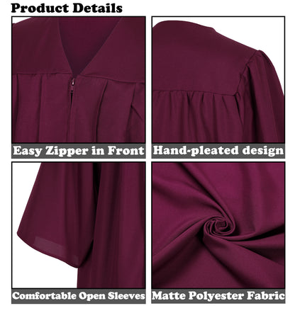 Newrara Matte Adult/Teen Unisex Graduation Gown and Cap set with Tassel