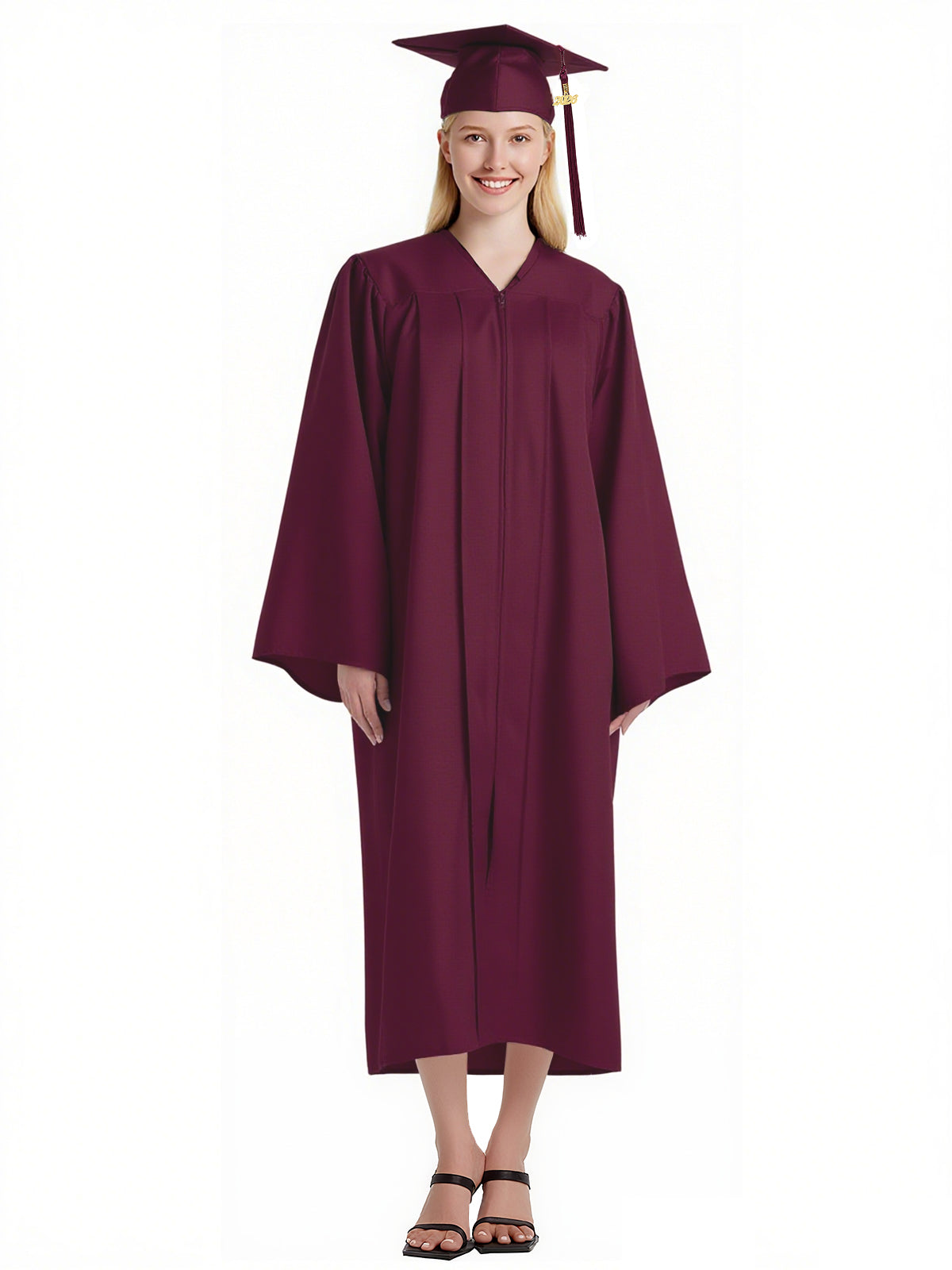 Newrara Matte Adult/Teen Unisex Graduation Gown and Cap set with Tassel