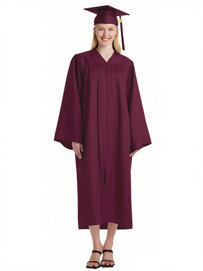 Newrara Matte Adult/Teen Unisex Graduation Gown and Cap set with Tassel