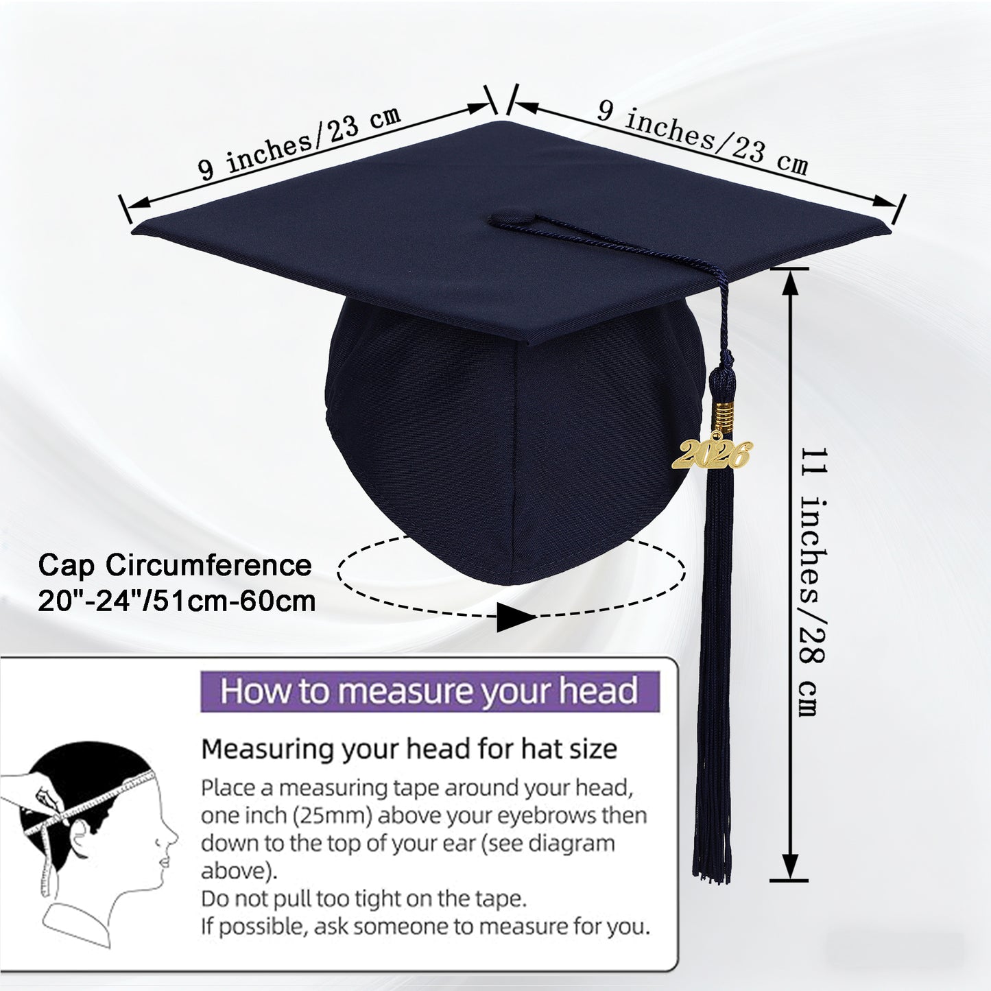 Newrara Unisex Adult/Teen Matte Graduation Cap with Tassel & Year Charm
