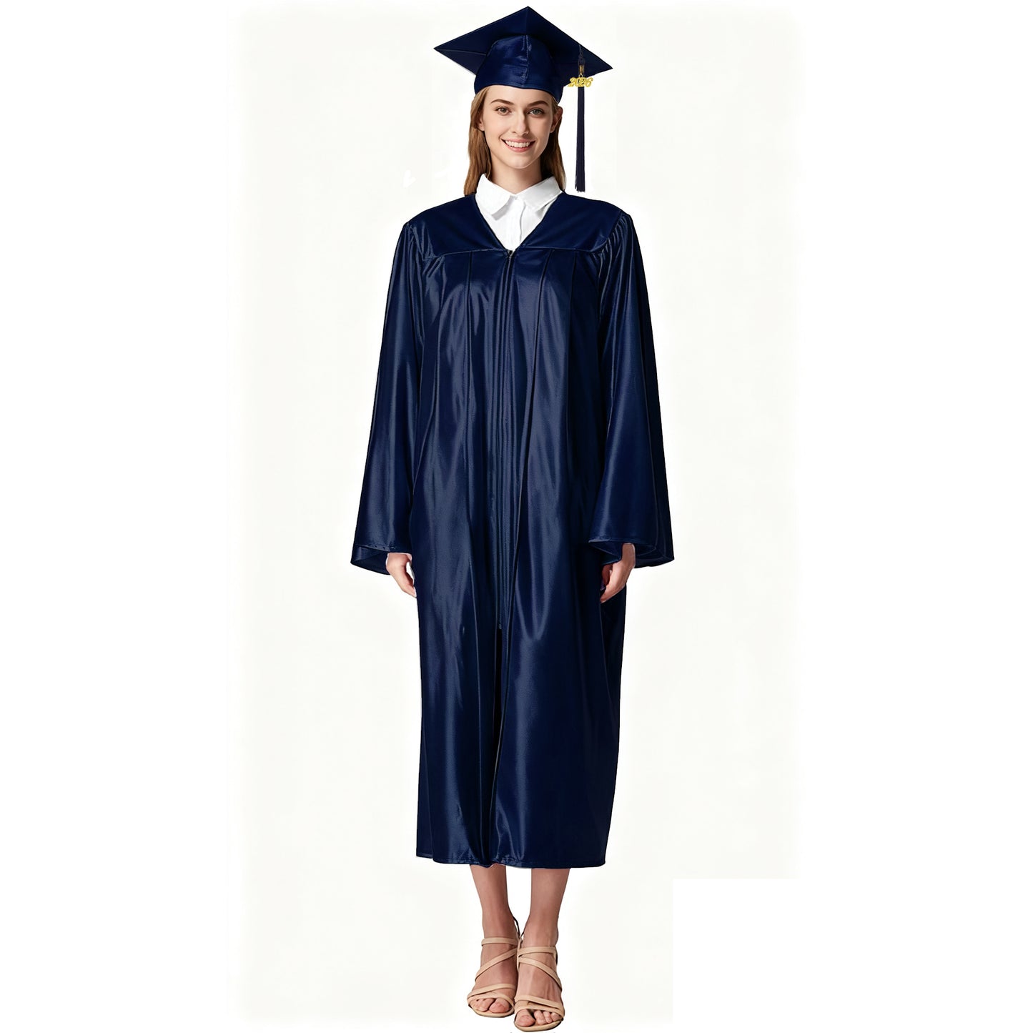 Newrara Shiny Adult/Teen Unisex Graduation Gown and Cap set with Tassel
