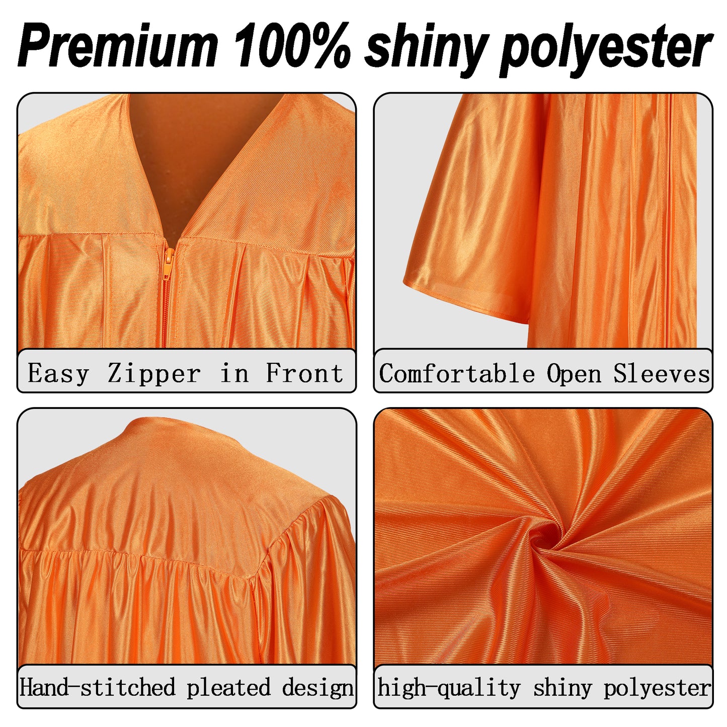 Newrara Graduation Adult/Teen Gown with Gold Stole & Cap Set