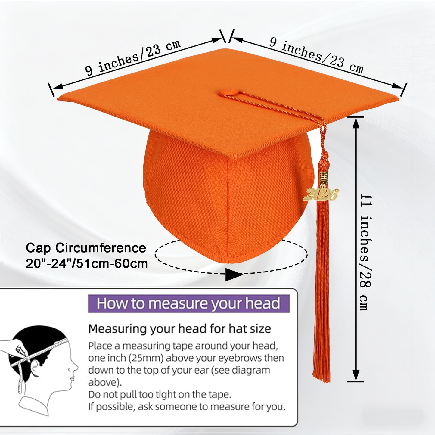 Newrara Unisex Adult/Teen Matte Graduation Cap with Tassel & Year Charm