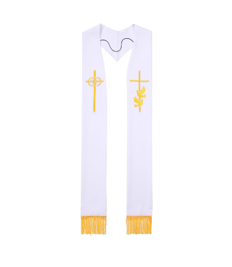 Newrara Pastor Stole with Embroidered Cross for Clergy 94''/98''