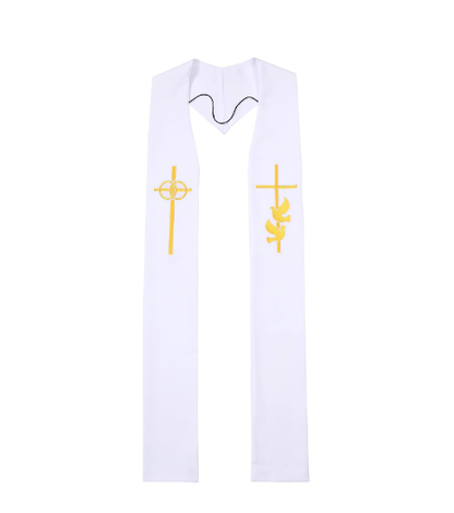 Newrara Pastor Stole with Embroidered Cross for Clergy 94''/98''