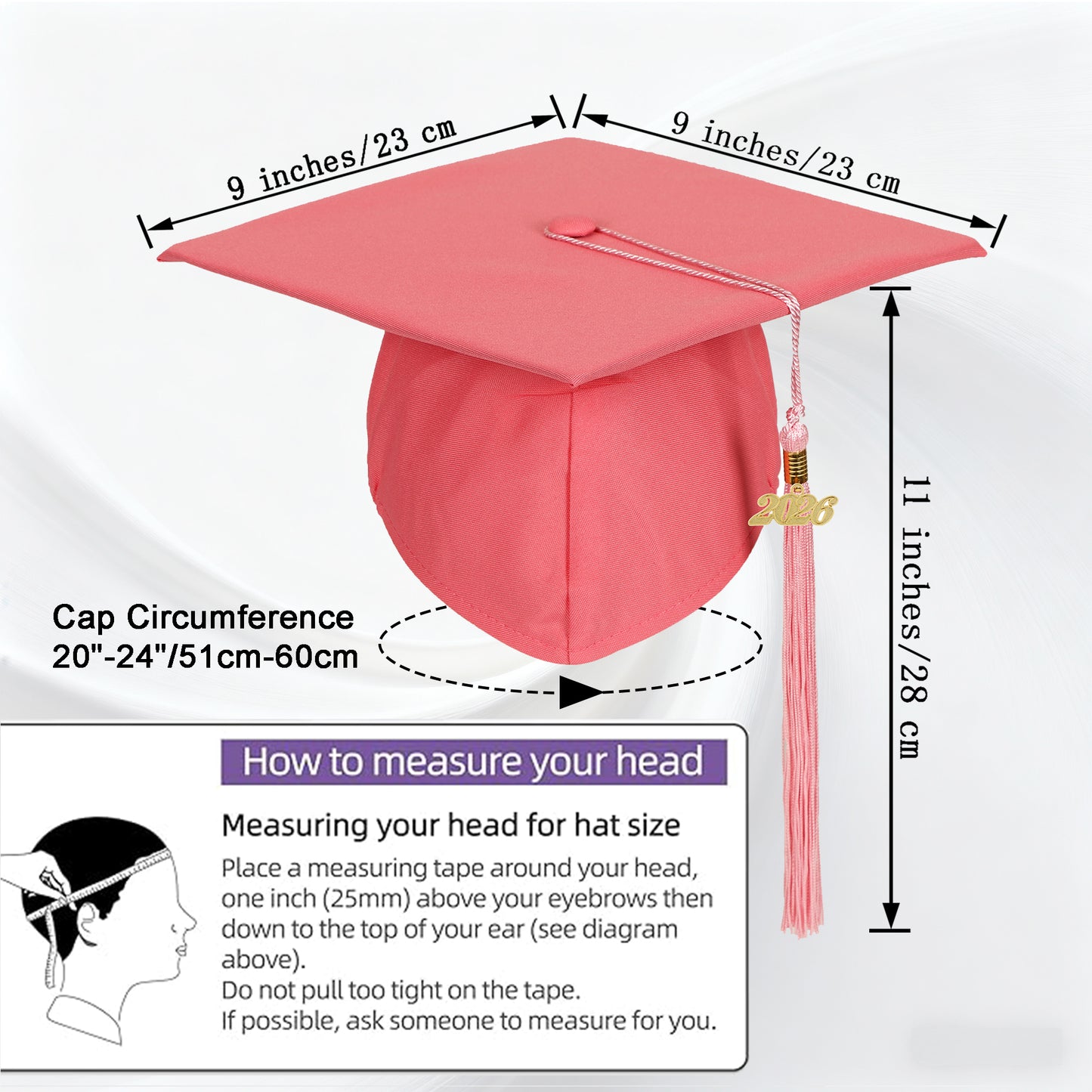 Newrara Unisex Adult/Teen Matte Graduation Cap with Tassel & Year Charm