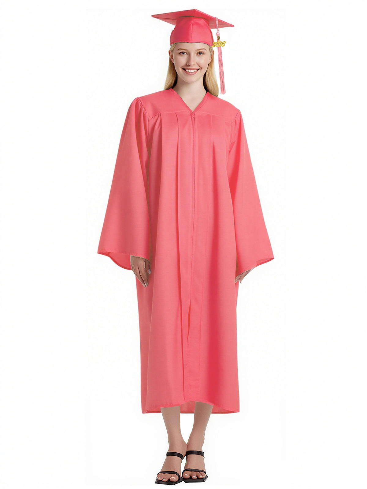 Newrara Matte Adult/Teen Unisex Graduation Gown and Cap set with Tassel