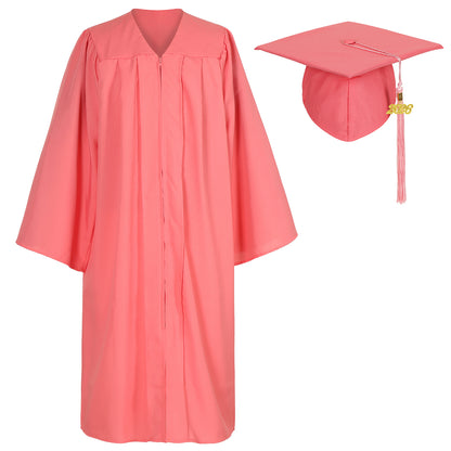 Newrara Matte Adult/Teen Unisex Graduation Gown and Cap set with Tassel