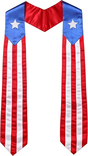 Newrara Unisex National Flag Graduation Stole Embroidery Sash 72''