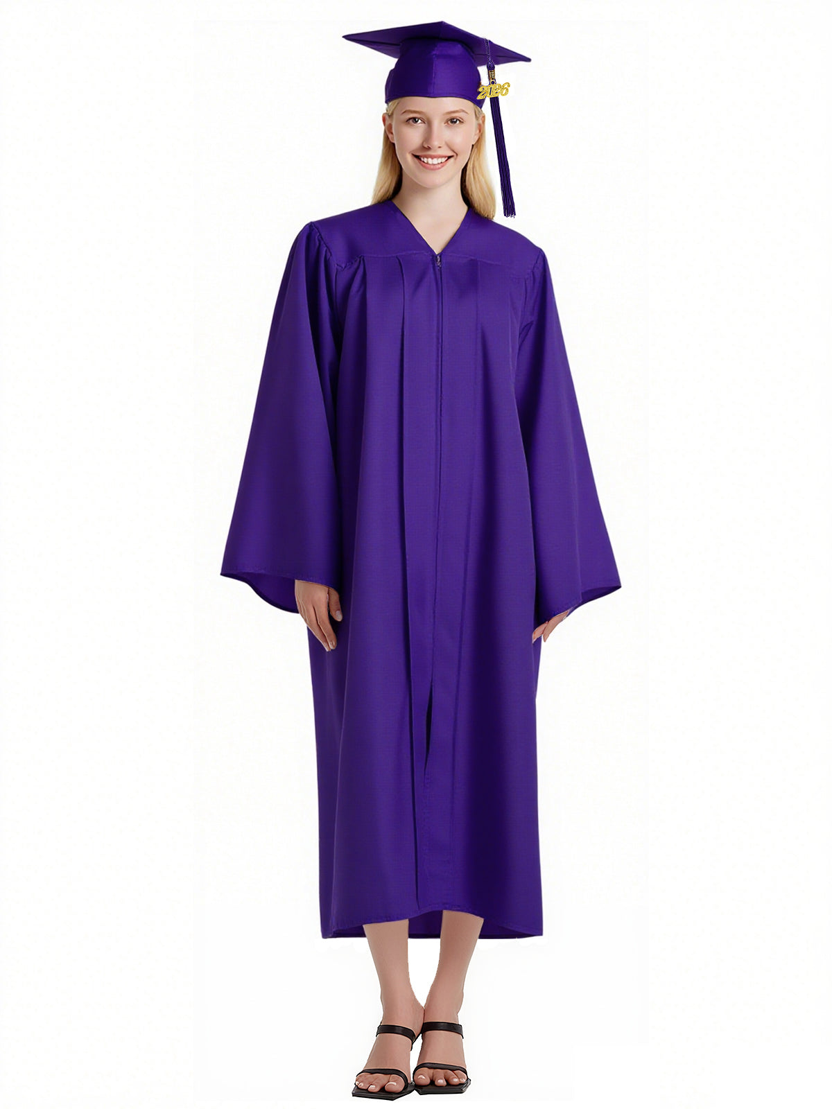 Newrara Matte Adult/Teen Unisex Graduation Gown and Cap set with Tassel