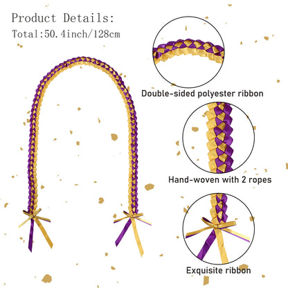 Close-up of handmade ribbon flower detail on graduation lei