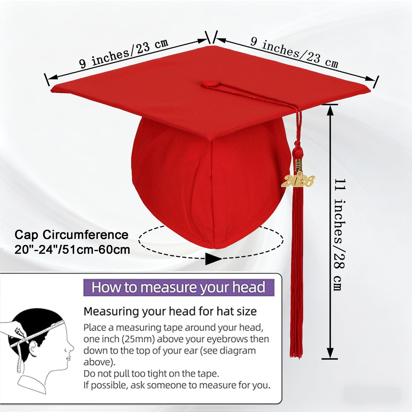 Newrara Unisex Adult/Teen Matte Graduation Cap with Tassel & Year Charm