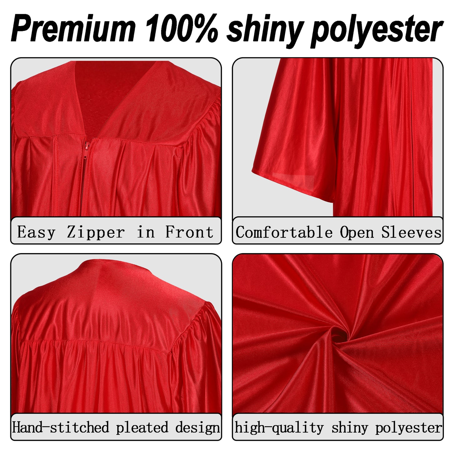 Newrara Graduation Adult/Teen Gown with Gold Stole & Cap Set