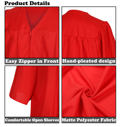 Newrara Matte Adult/Teen Unisex Graduation Gown and Cap set with Tassel