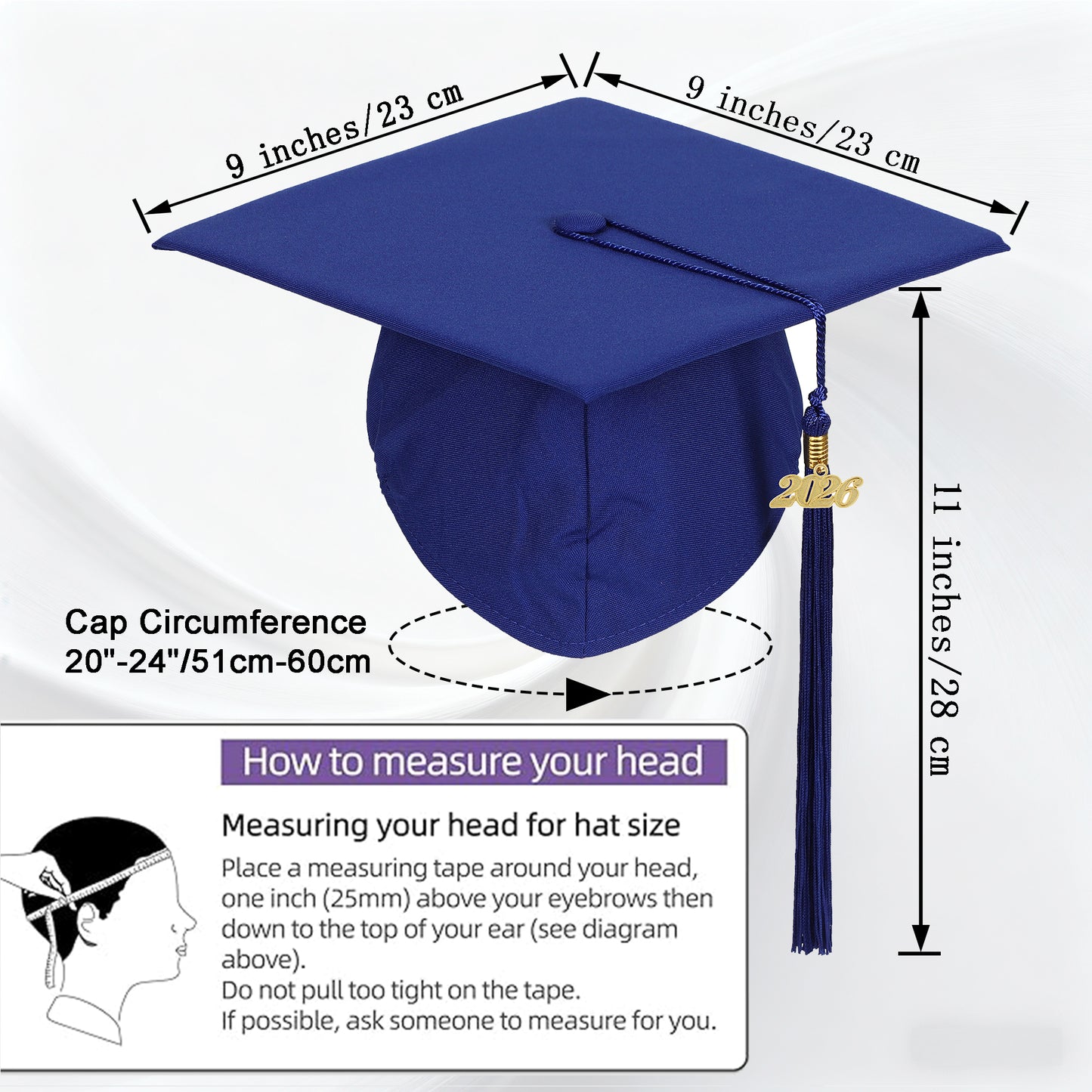 Newrara Unisex Adult/Teen Matte Graduation Cap with Tassel & Year Charm