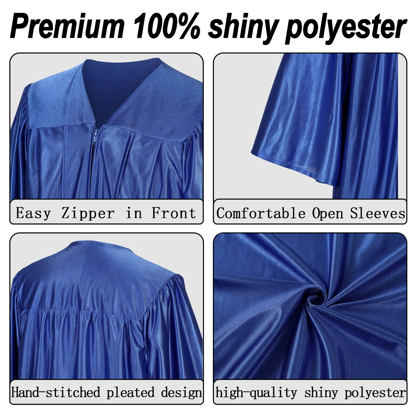 Newrara Graduation Adult/Teen Gown with Gold Stole & Cap Set