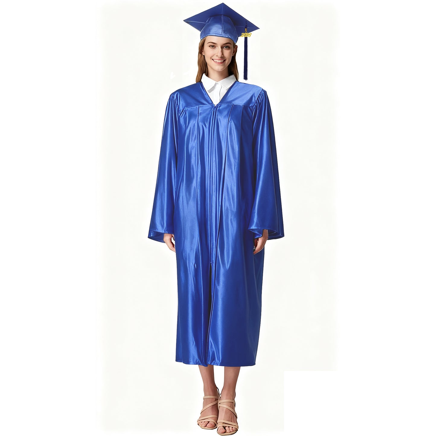 Newrara Shiny Adult/Teen Unisex Graduation Gown and Cap set with Tassel
