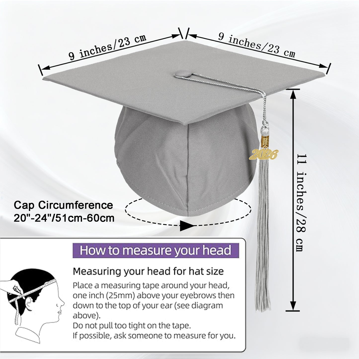 Newrara Unisex Adult/Teen Matte Graduation Cap with Tassel & Year Charm