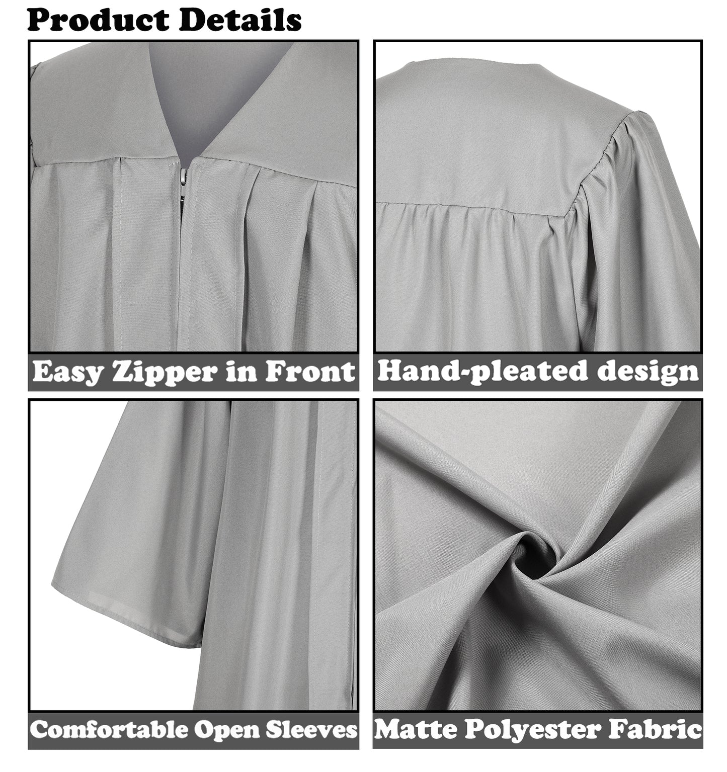 Newrara Matte Adult/Teen Unisex Graduation Gown and Cap set with Tassel